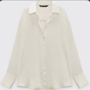 Women’s Zara blouse cream long sleeve button up size xl . NWT
